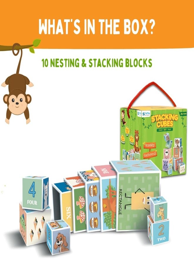 PepPlay Stacking And Nesting Cubes Educational Toys, Early Learning, Brain Activity, Travel-Friendly Toy For Toddlers, Montessori Toys For 1+ Year-Old, Gift For 1, 2 Years Old Boys & Girls, Multicolor - Image 2
